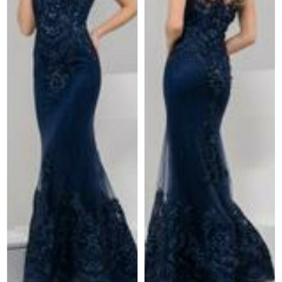 Jovani Evening Dress Navy Blue - Picture 7 of 8
